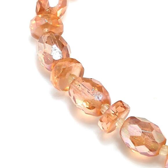 Vintage 1940s Peachy Pink Crystal Beaded Choker Necklace, Hand Cut Crystal, 15" - Picture 12 of 12